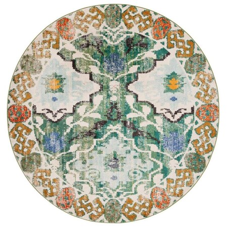 Safavieh 6 ft.-7 in. x 6 ft.-7 in. Madison 400 Round Rug; Green & Ivory MAD445Y-7R